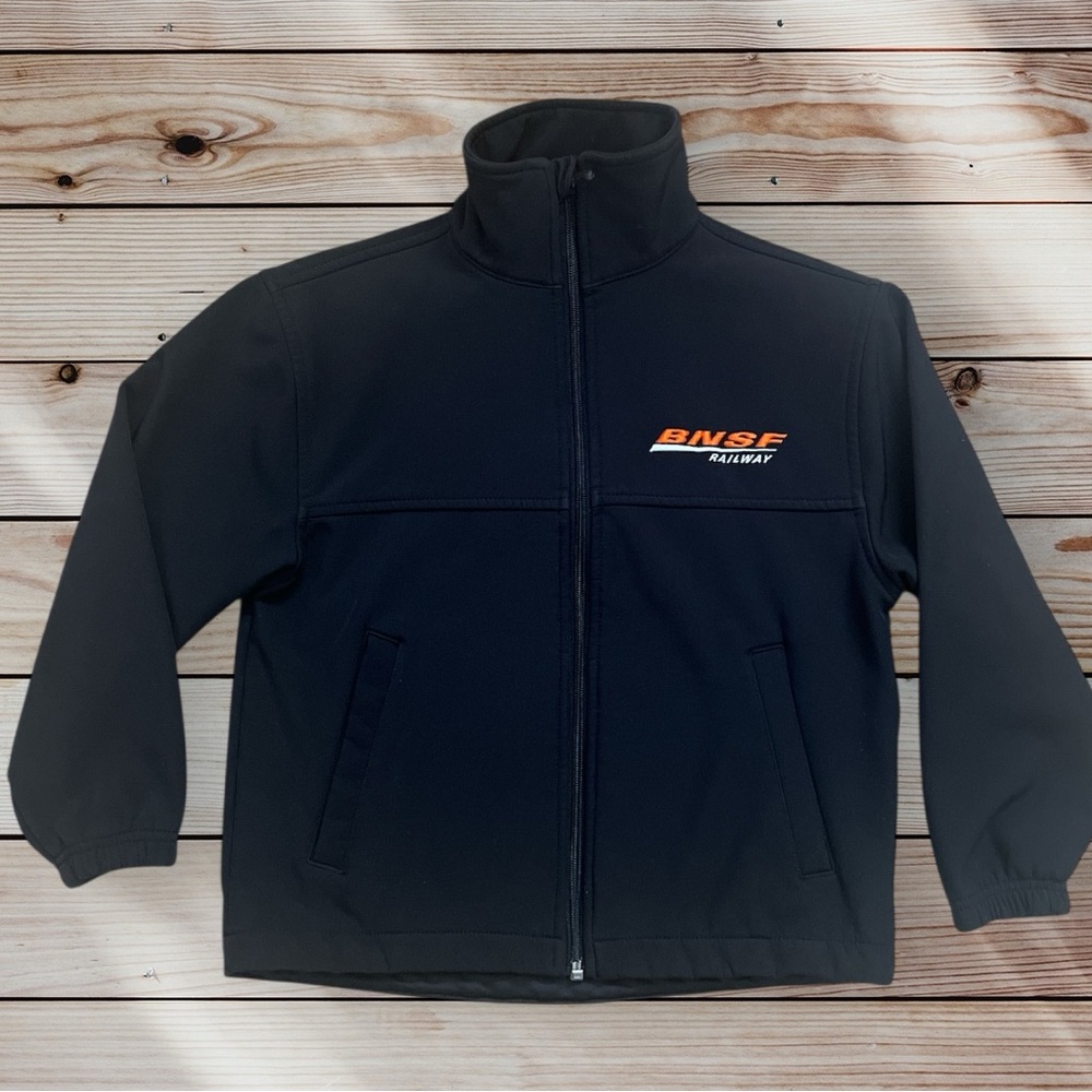 Black BNSF Railway Tri Mountain Kids Youth Jacket